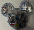 Papa Tee's silver Mickey Mouse shaped pin display holder with textured mesh interior. Holds Disney pins.